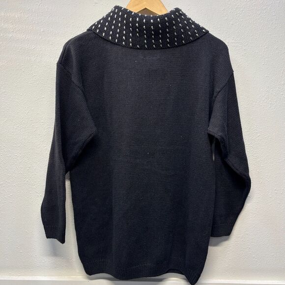 Vtg Studio Collection Turquoise & Silver Embellished Cowl Neck Studded Sweater M - Picture 2 of 7